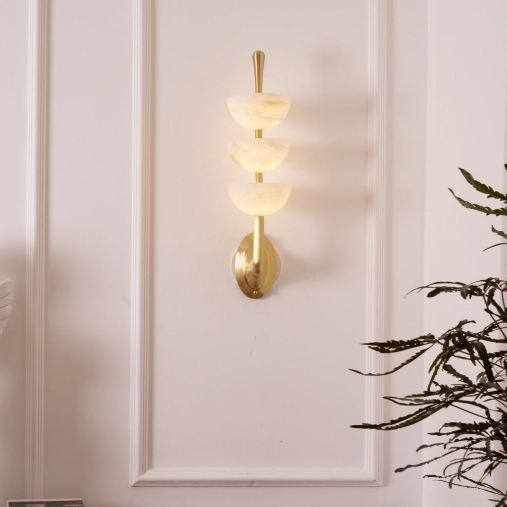 Triple Alabaster Wall Light, Hardwired Wall Sconce, detail 45
