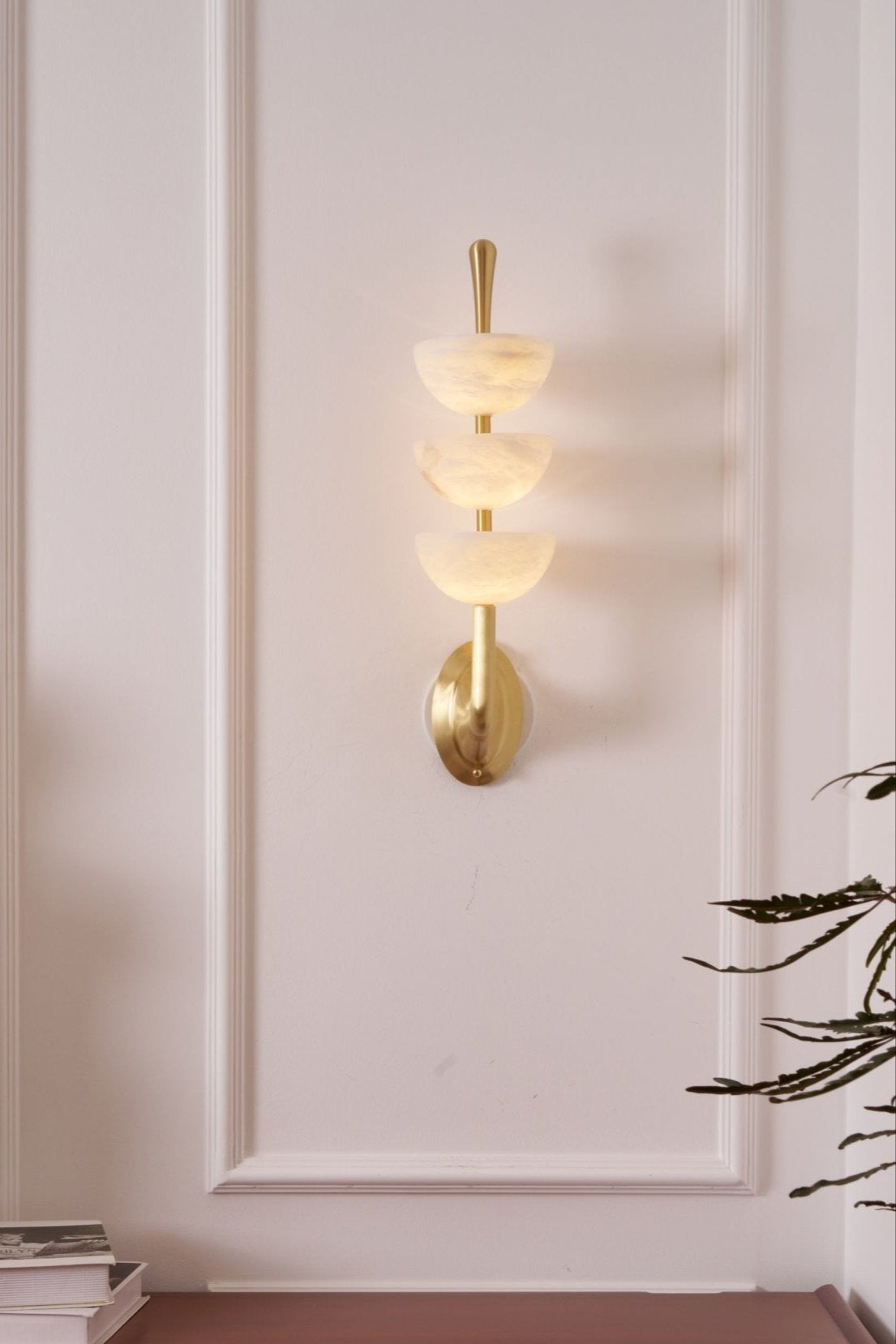 Triple Alabaster Wall Light, Hardwired Wall Sconce, detail 49