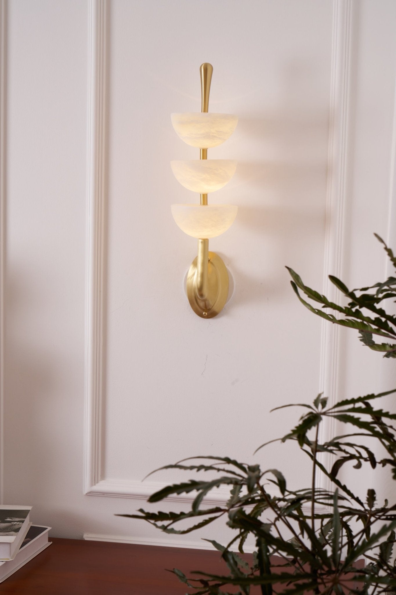 Triple Alabaster Wall Light, Hardwired Wall Sconce, detail 50