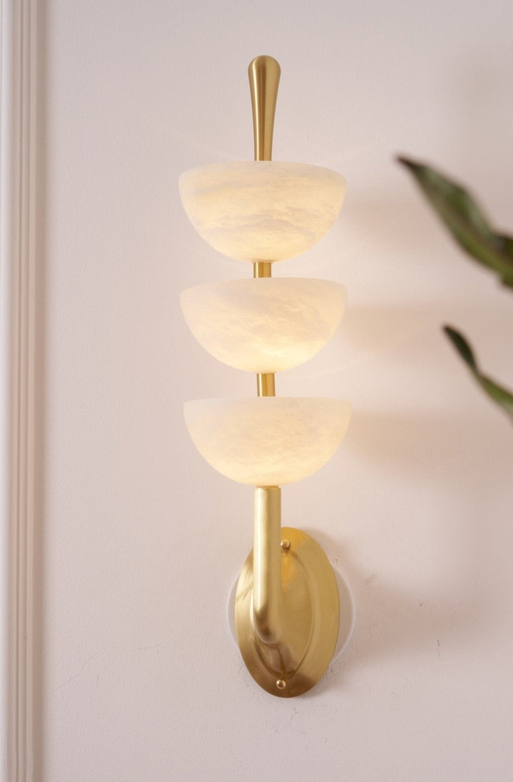 Triple Alabaster Wall Light, Hardwired Wall Sconce, detail 33