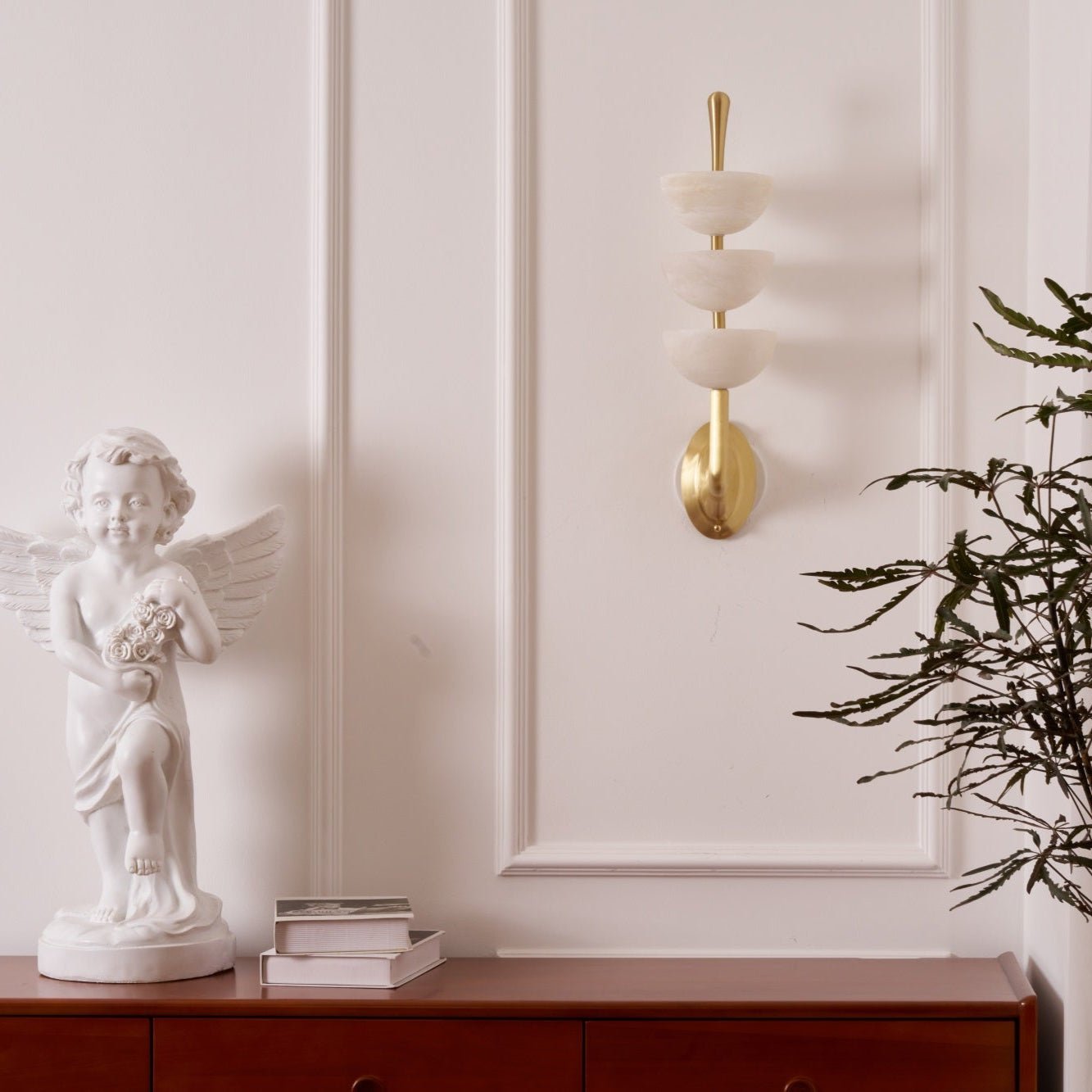 Triple Alabaster Wall Light, Hardwired Wall Sconce, detail 34