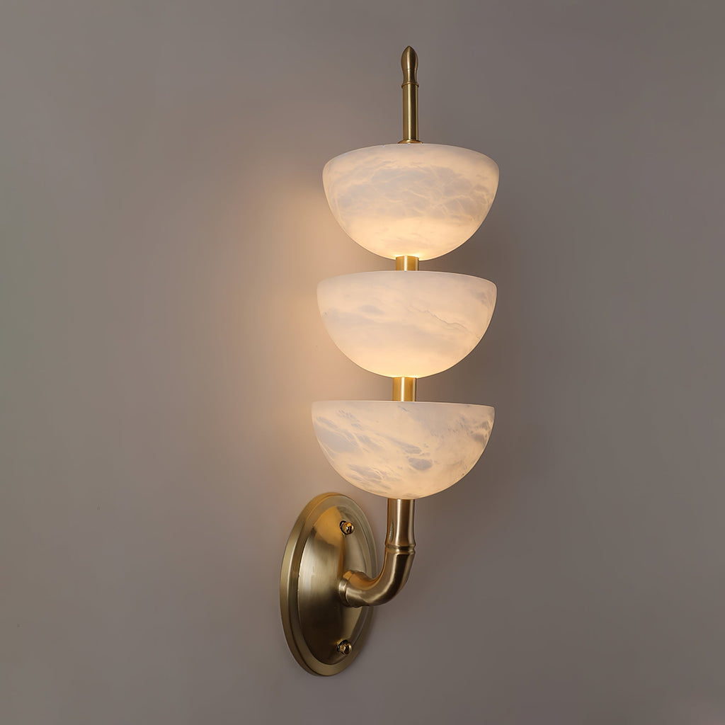 Triple Alabaster Wall Light, Hardwired Wall Sconce, detail 25