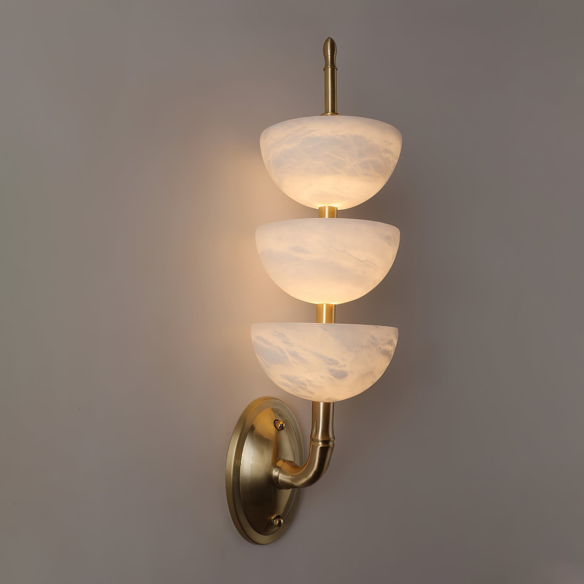 Triple Alabaster Wall Light, Hardwired Wall Sconce, detail 25