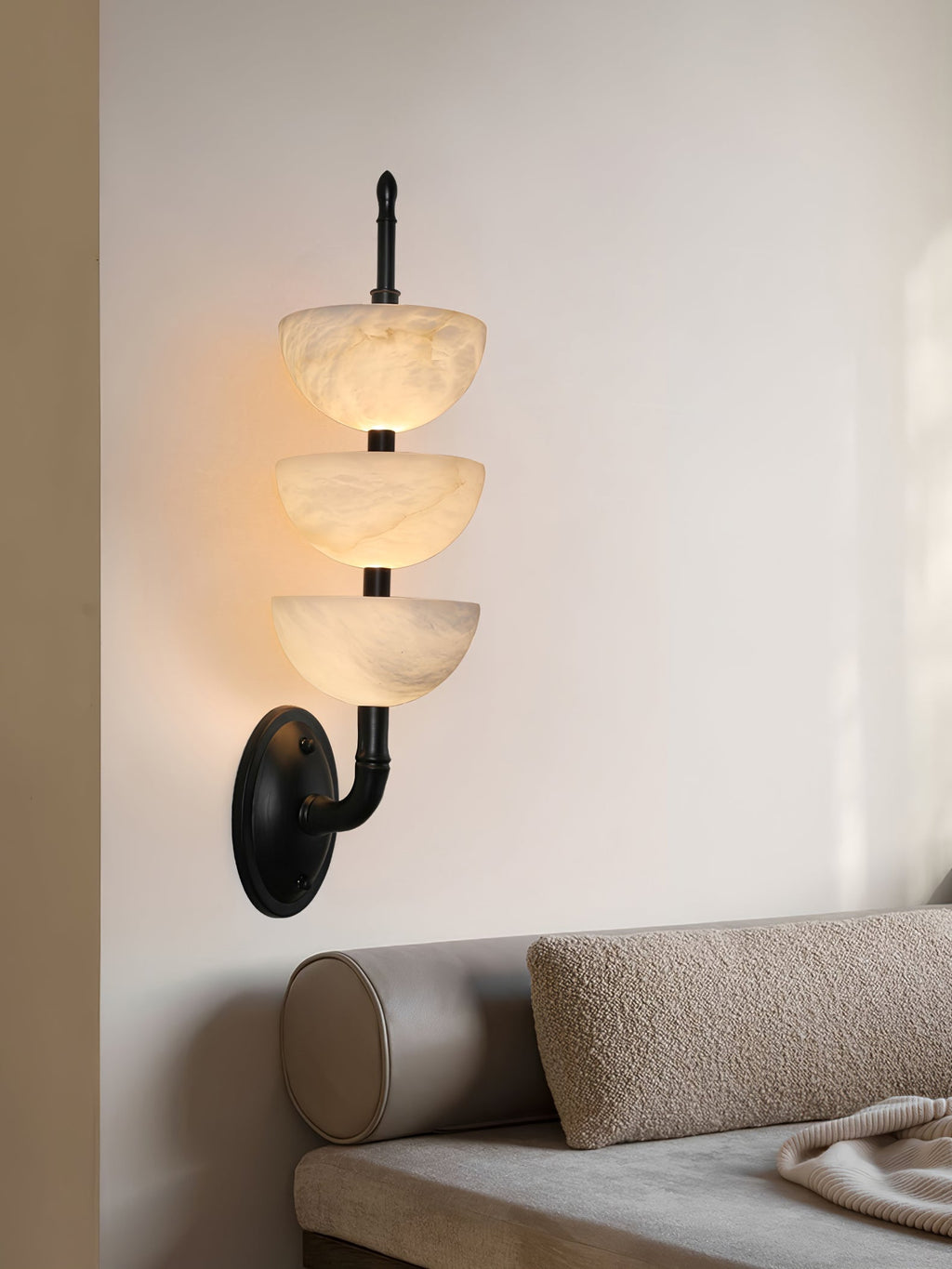 Triple Alabaster Sconce Wall Light, Hardwired Wall Sconce, detail 14