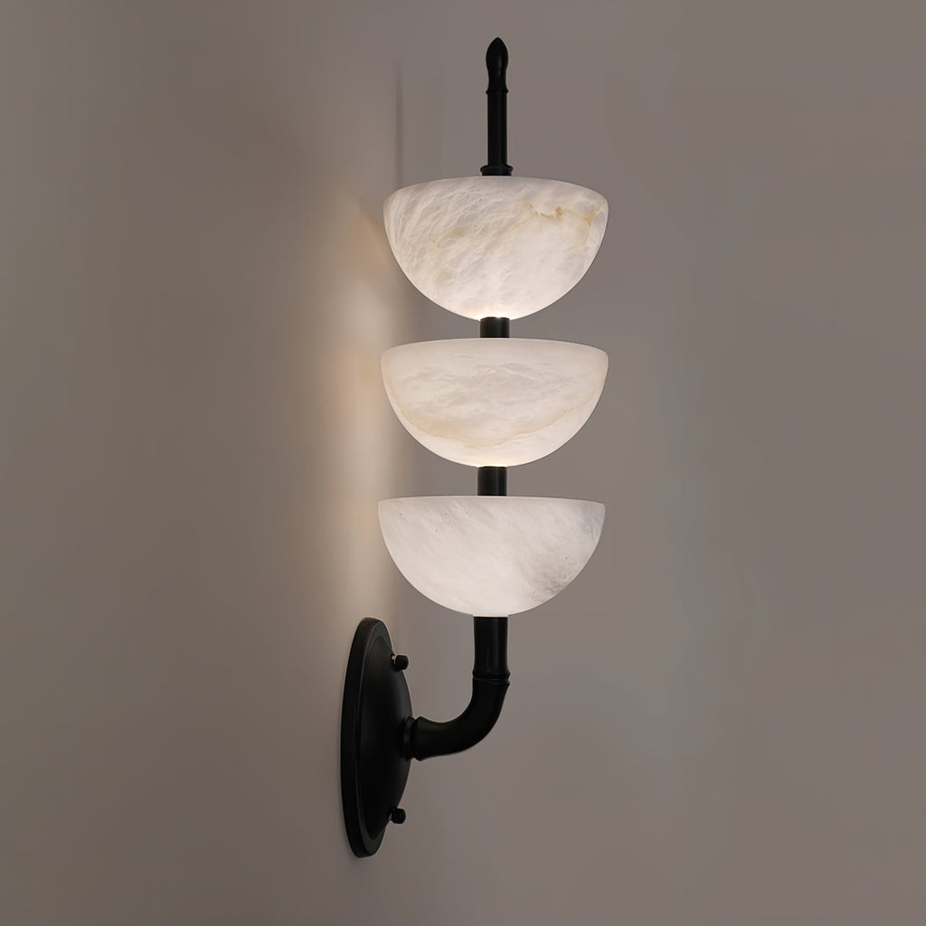 Triple Alabaster Wall Light, Hardwired Wall Sconce, detail 29