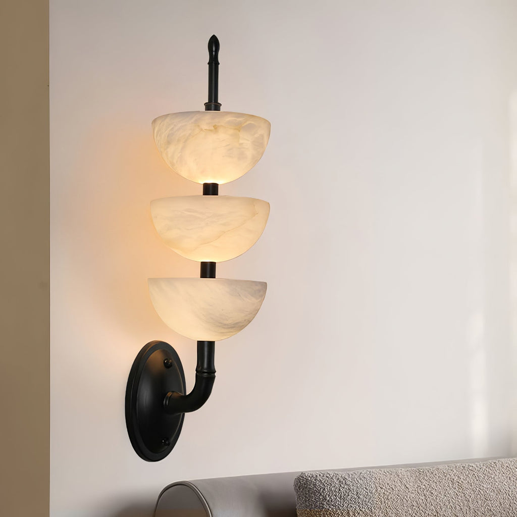 Triple Alabaster Wall Light, Hardwired Wall Sconce, detail 35