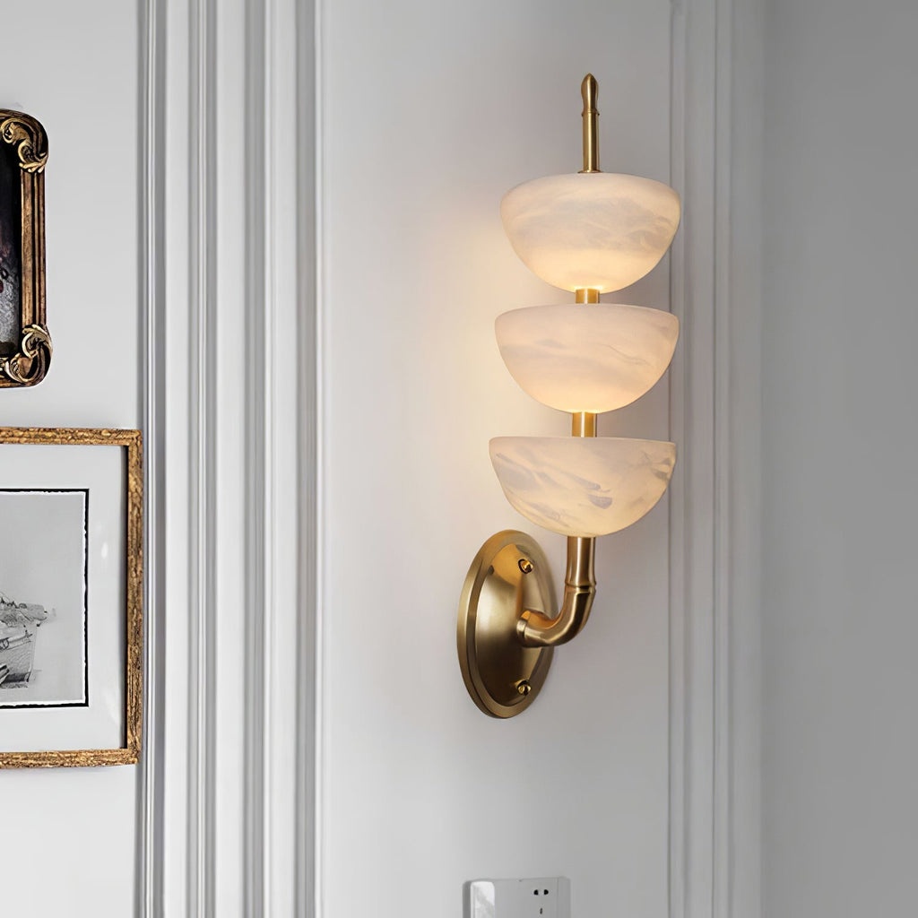 Triple Alabaster Wall Light, Hardwired Wall Sconce, detail 37