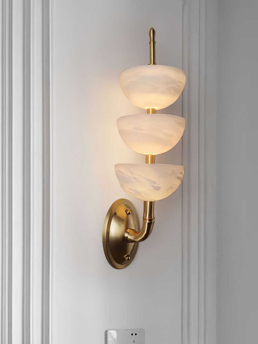 Triple Alabaster Wall Light, Hardwired Wall Sconce, detail 46