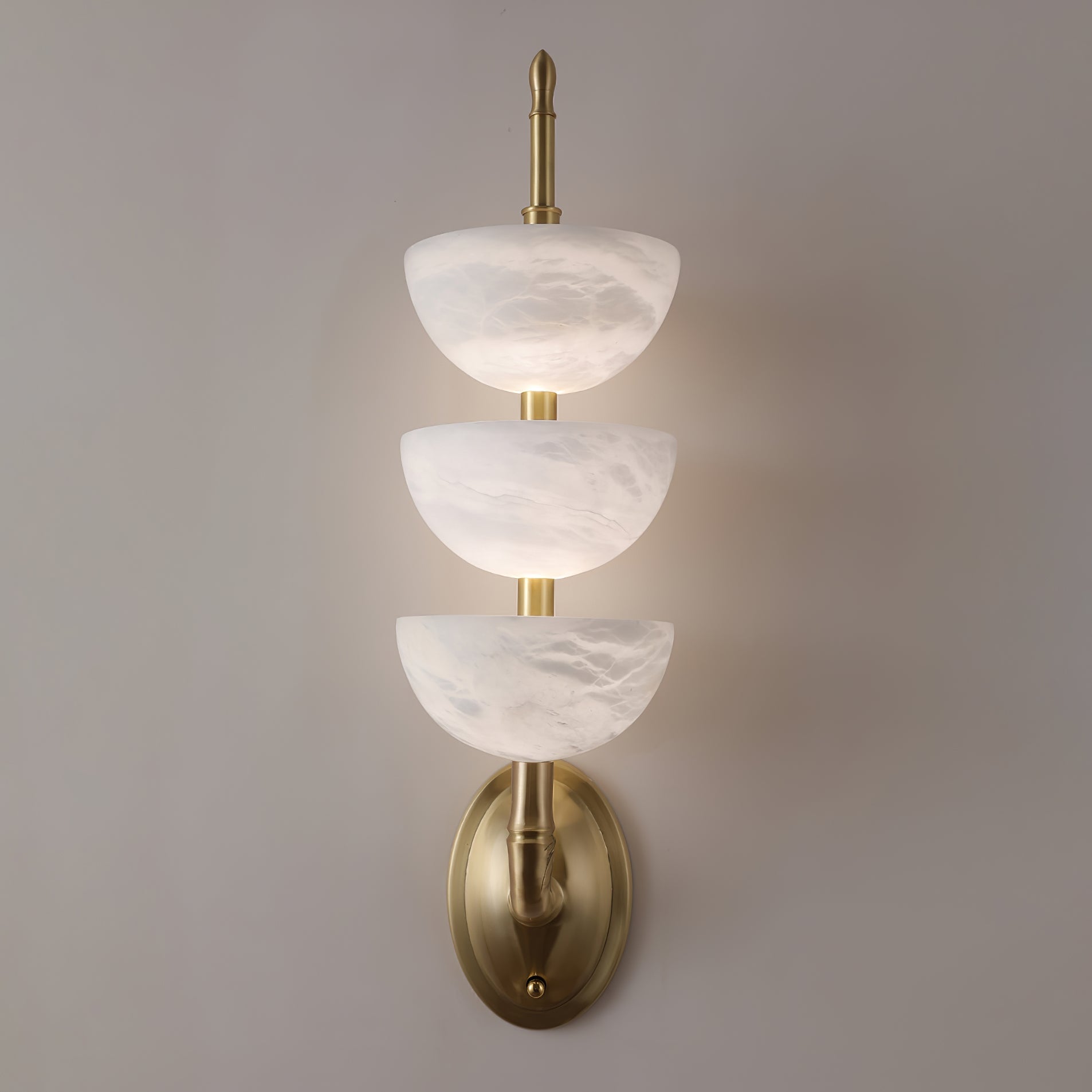 Triple Alabaster Wall Light, Hardwired Wall Sconce, detail 15