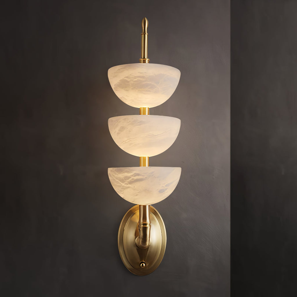 Triple Alabaster Wall Light, Hardwired Wall Sconce, detail 17
