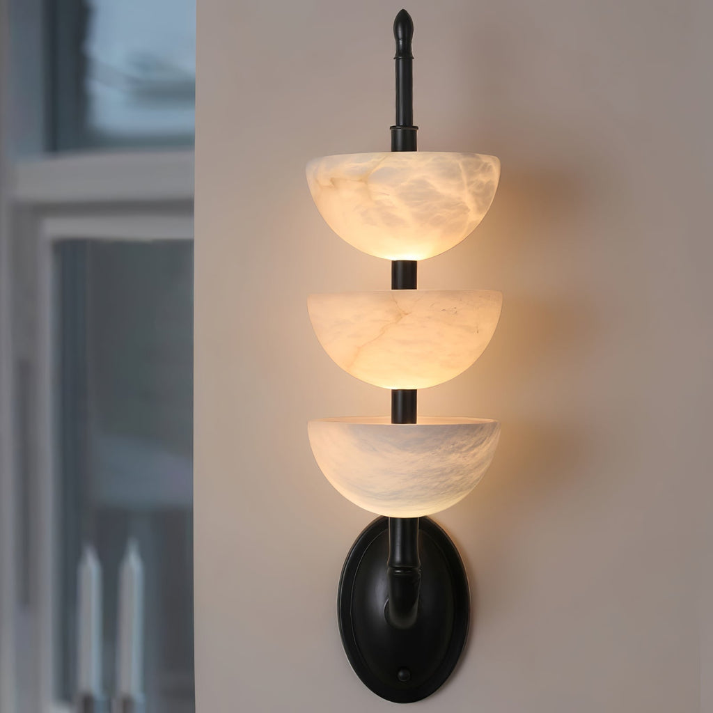 Triple Alabaster Sconce Wall Light, Hardwired Wall Sconce, detail 5