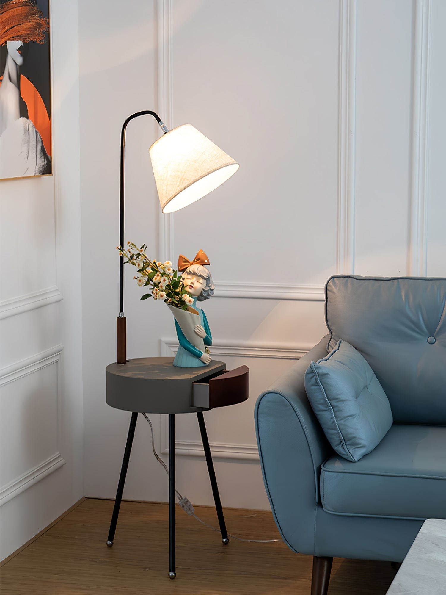 Tripod Fabric Reading Floor Light, Floor Lamp, detail 16