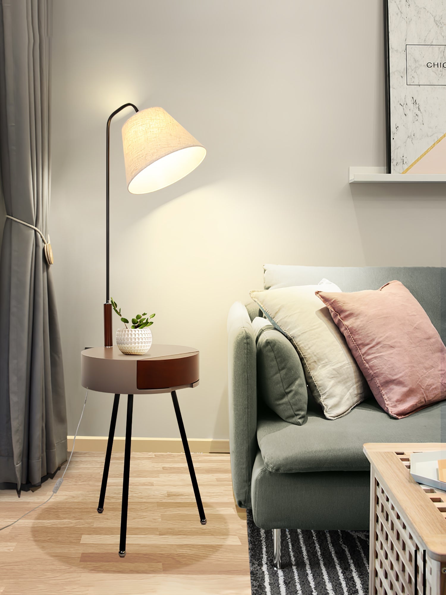 Tripod Fabric Reading Floor Light, Floor Lamp, detail 30