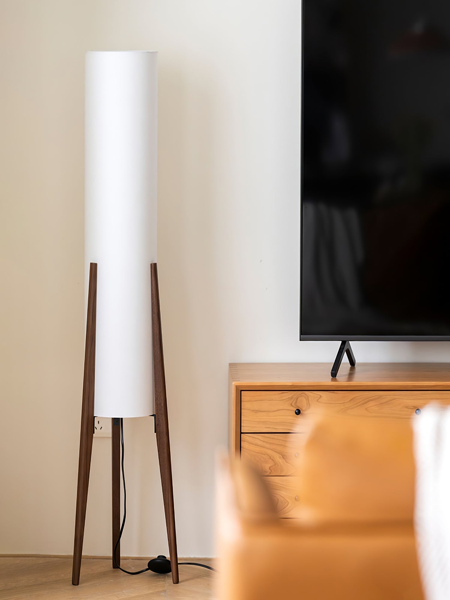 Tripod Walnut Floor Light, Floor Lamp, detail 3