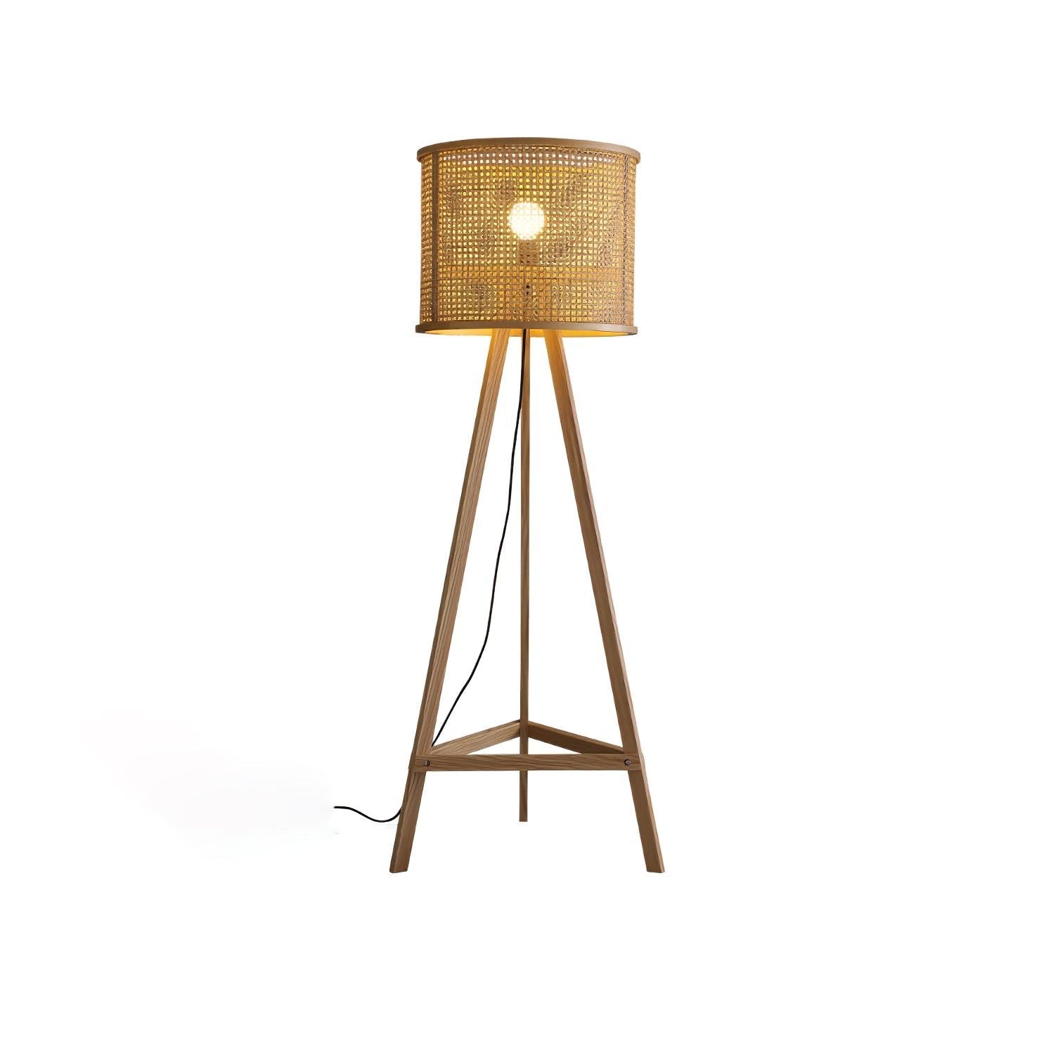 Tripod Wooden Rattan Floor Light, Floor Lamp, detail 9