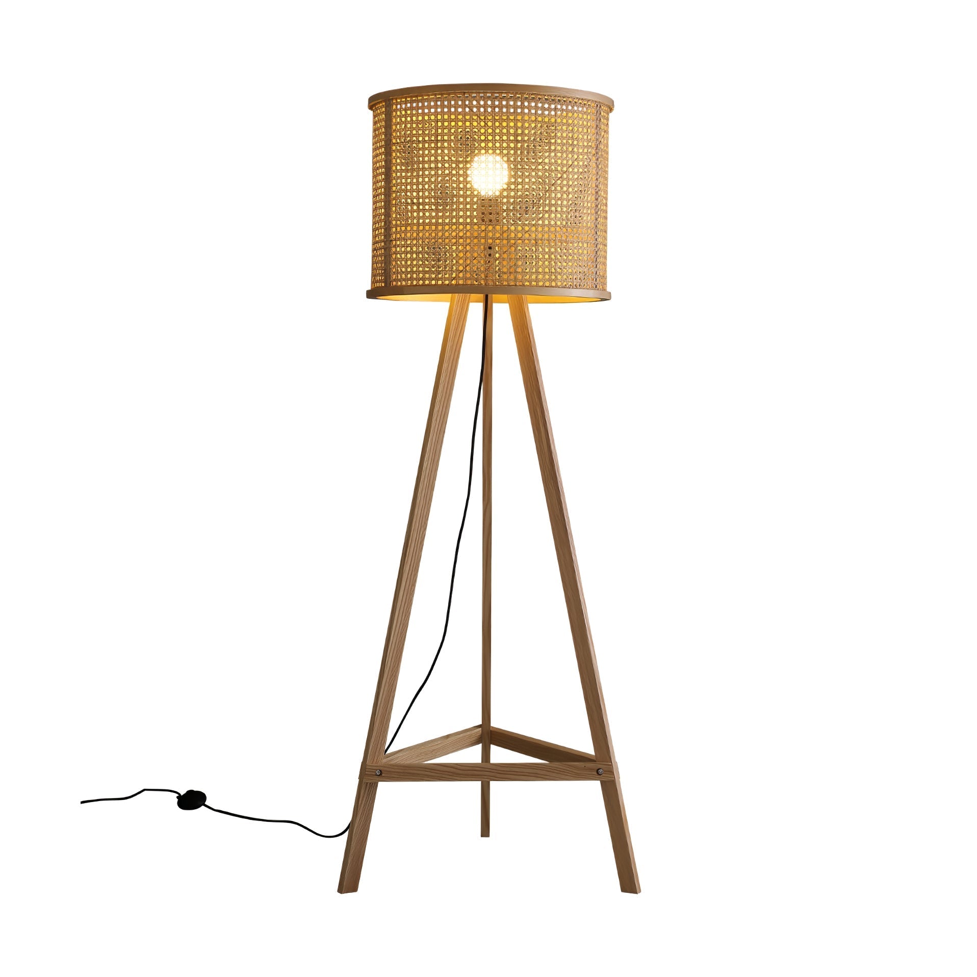 Tripod Wooden Rattan Floor Light, Floor Lamp, detail 8