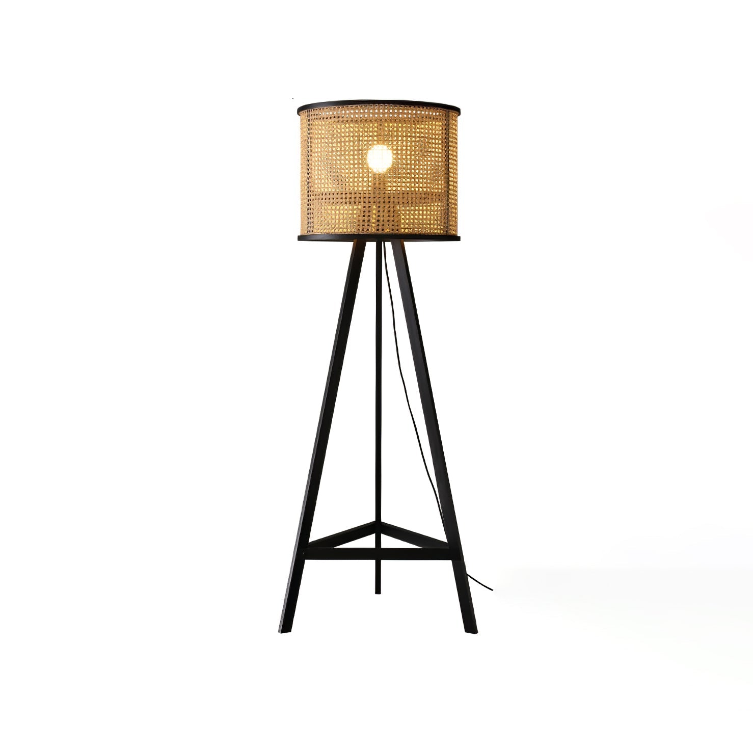 Tripod Wooden Rattan Floor Light, Floor Lamp, detail 10