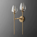 Tulip Double Bedroom Wall Light, Bedroom Wall Sconce, Solid brass & Glass, 14"W x 7"D x 24"H