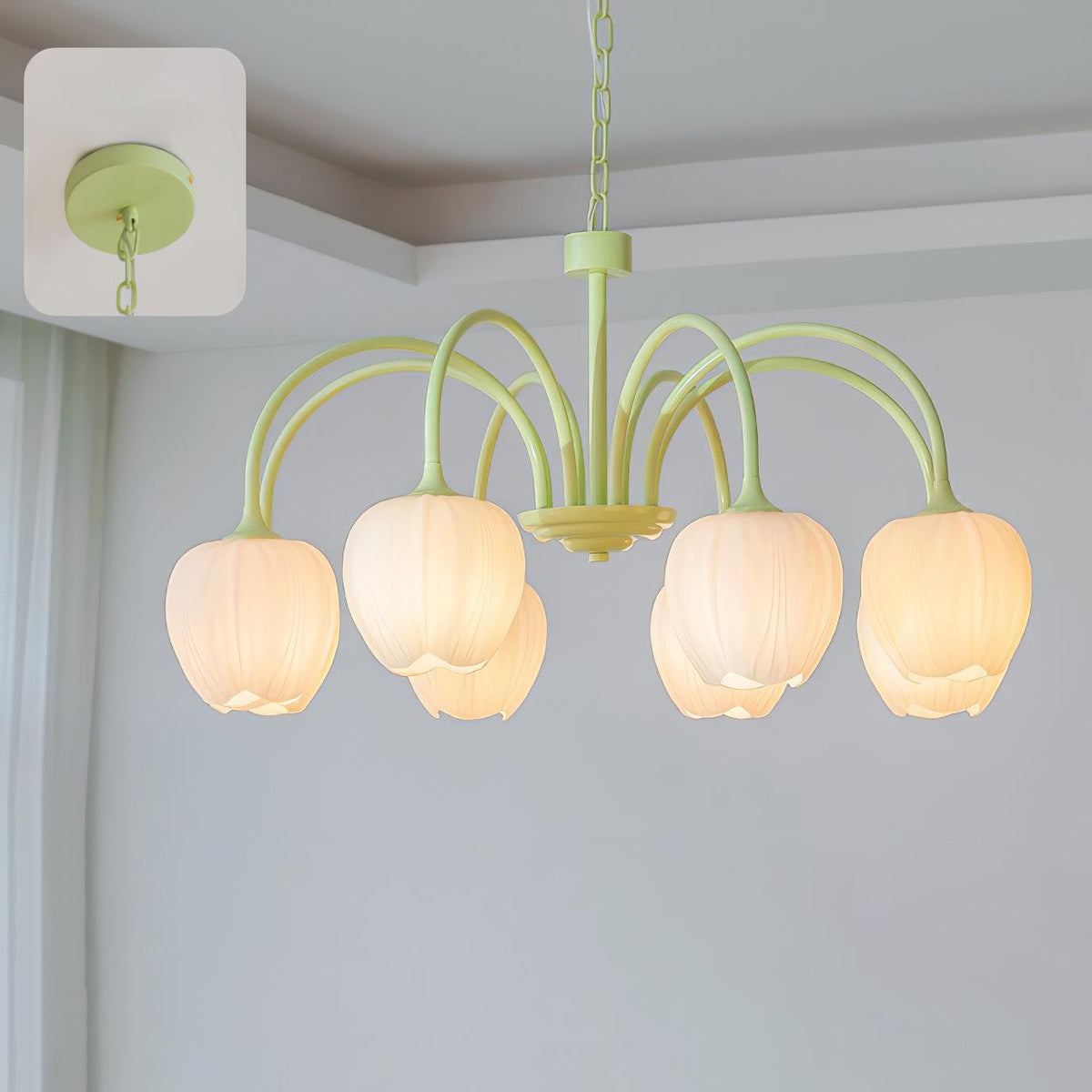 Tulip Matcha Chandelier detail view 9