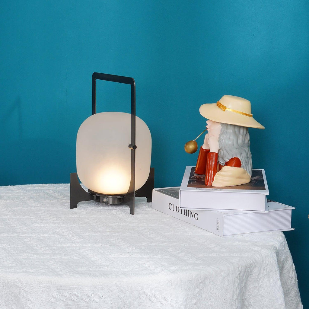 Black Twilight Lantern Table Light - ∅ 7.9″ x H 11″ Stainless Steel, Bedside Table Lamp, detail 19