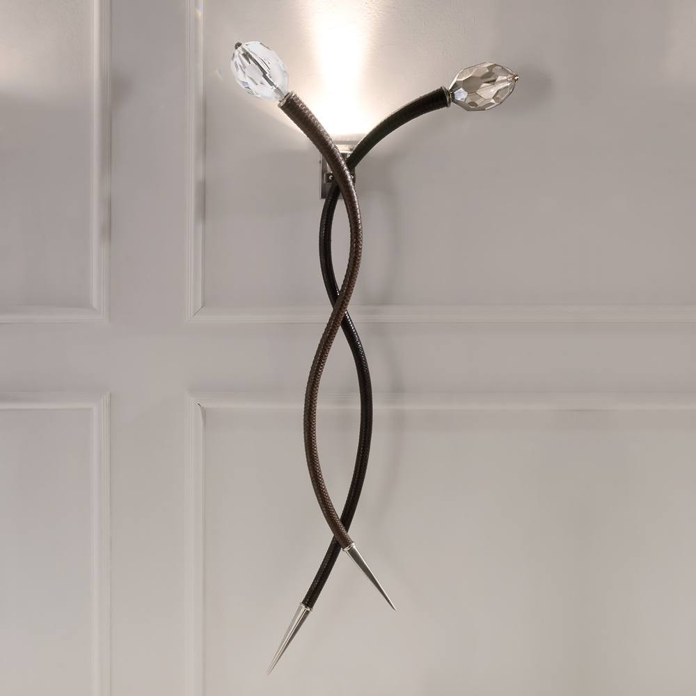 Large Contemporary Italian Leather Wall Light, Bedroom Wall Sconce, height 125 cm
