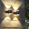 Circular Up and Dawn Light LED Waterproof Black Exterior Wall Washer Lights, Outdoor Wall Light, Aluminum Alloy, D 5in