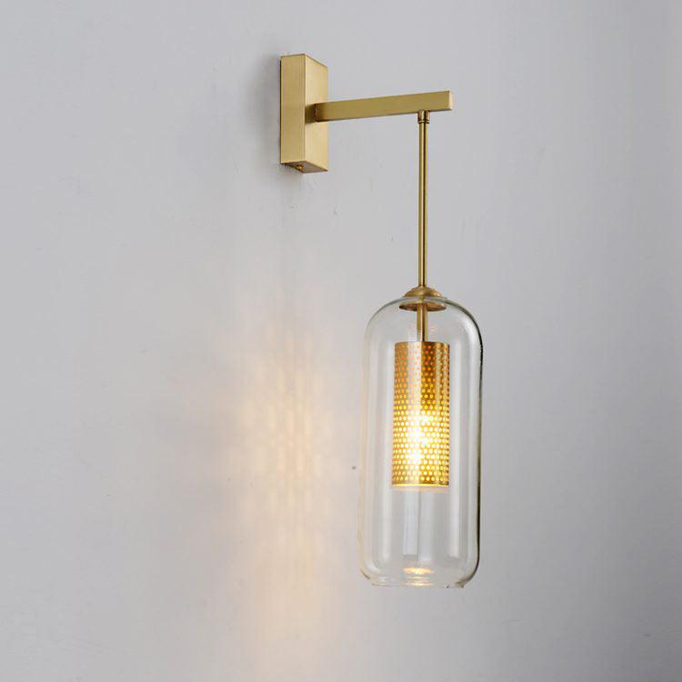 Vadim Glass Wall Light, Hardwired Wall Sconce, Metal, Dia 25cm x H 60cm