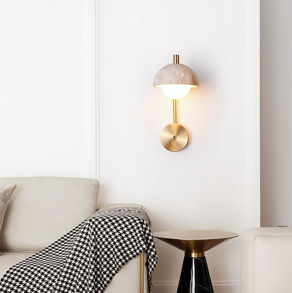 Vellum Travertine Wall Light, Hardwired Wall Sconce, detail 10