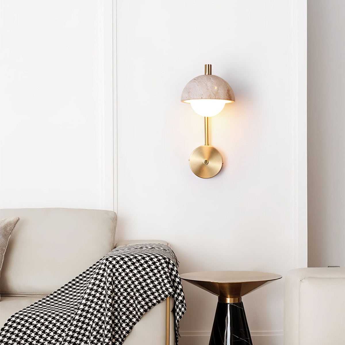 Vellum Travertine Wall Light, Hardwired Wall Sconce, detail 10