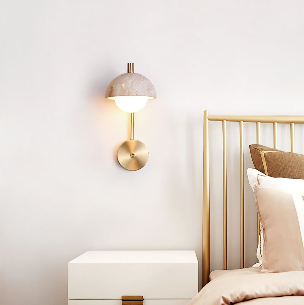 Vellum Travertine Wall Light, Hardwired Wall Sconce, detail 2