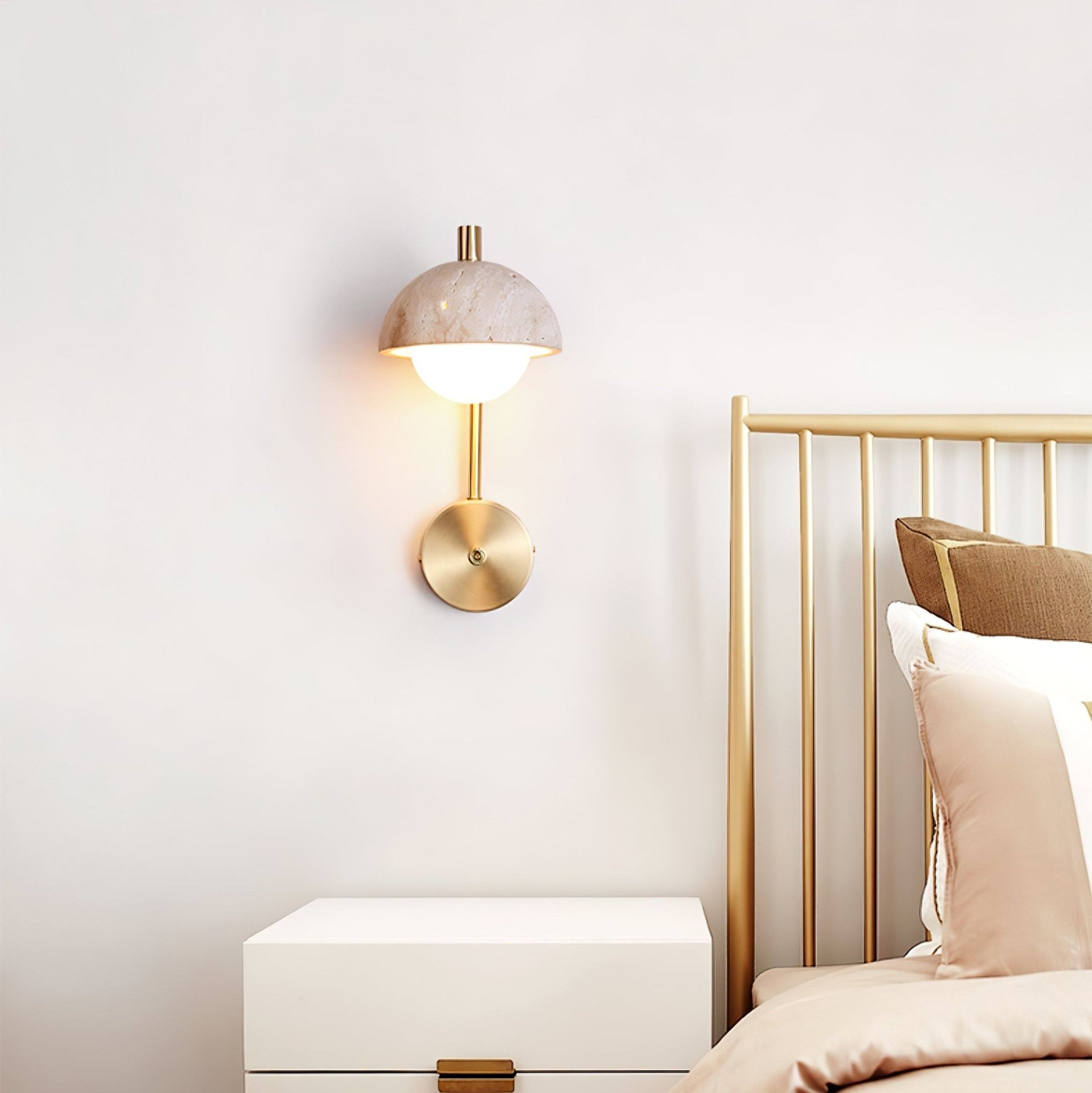 Vellum Travertine Wall Light, Hardwired Wall Sconce, detail 2