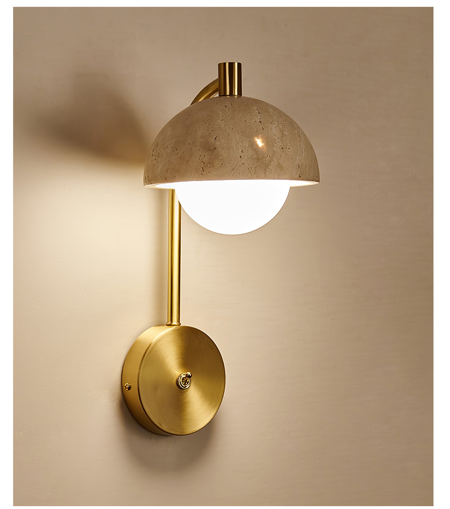 Vellum Travertine Wall Light, Hardwired Wall Sconce, detail 8