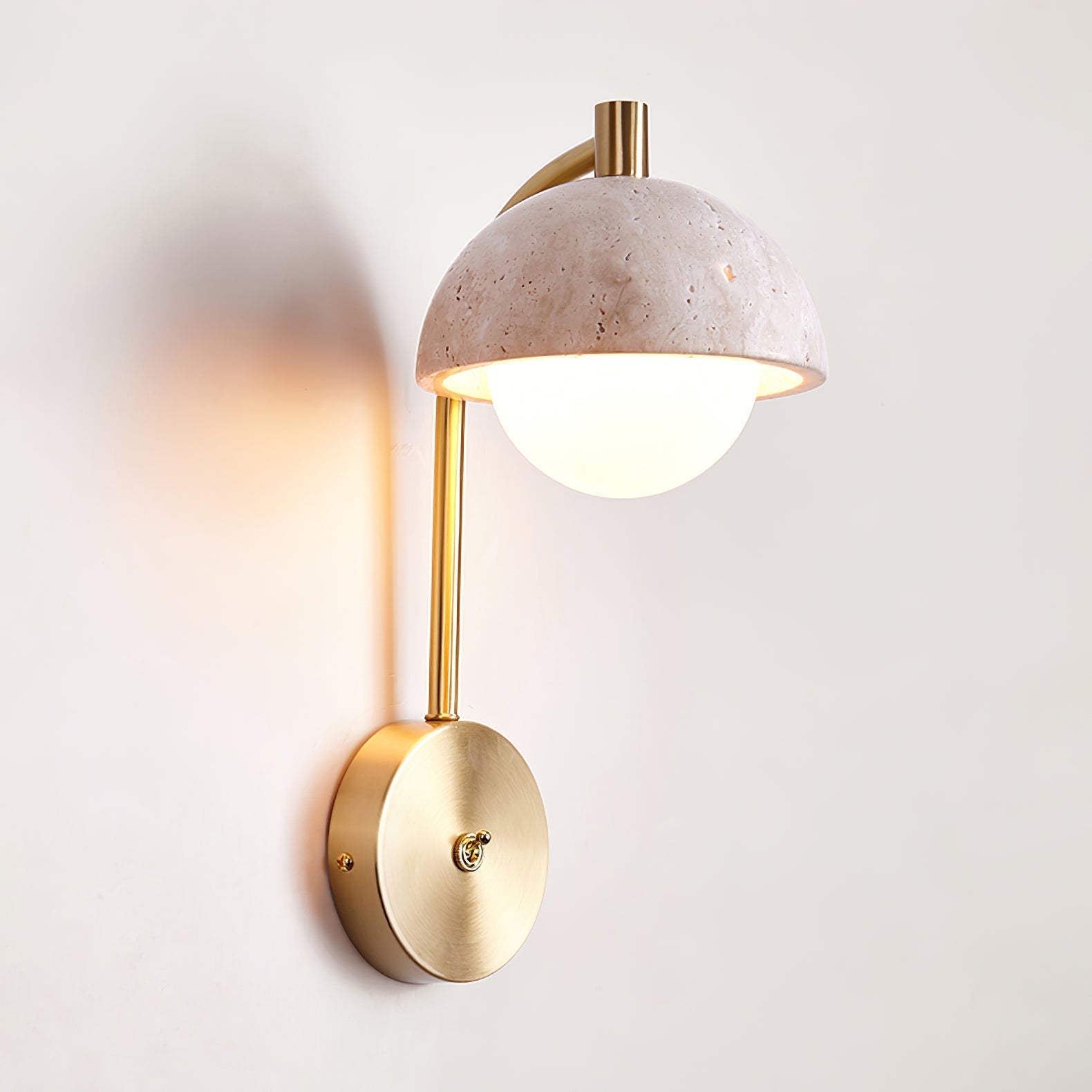 Vellum Travertine Wall Light, Hardwired Wall Sconce, detail 7