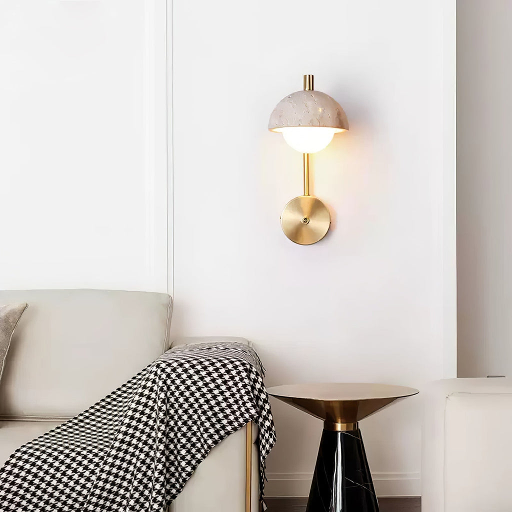 Vellum Travertine Wall Light, Hardwired Wall Sconce, detail 15