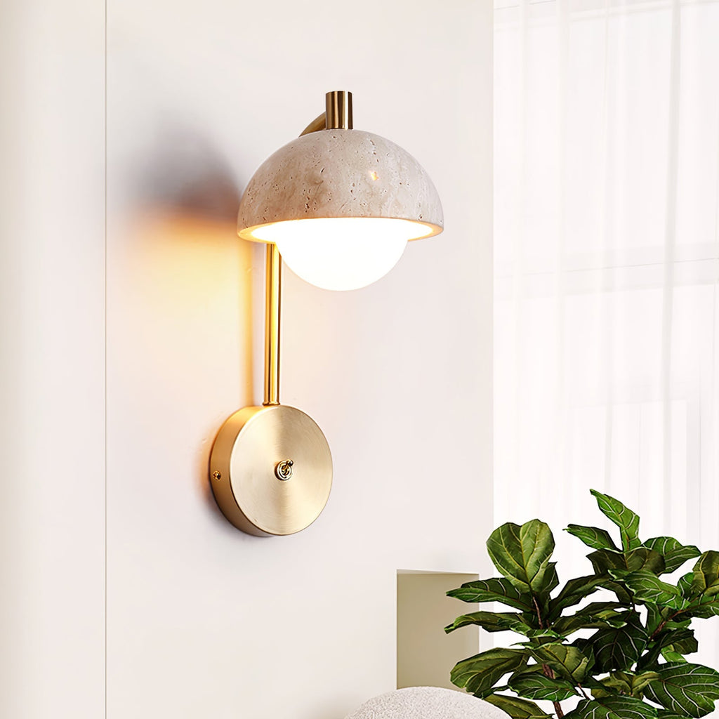 Vellum Travertine Wall Light, Hardwired Wall Sconce, detail 11