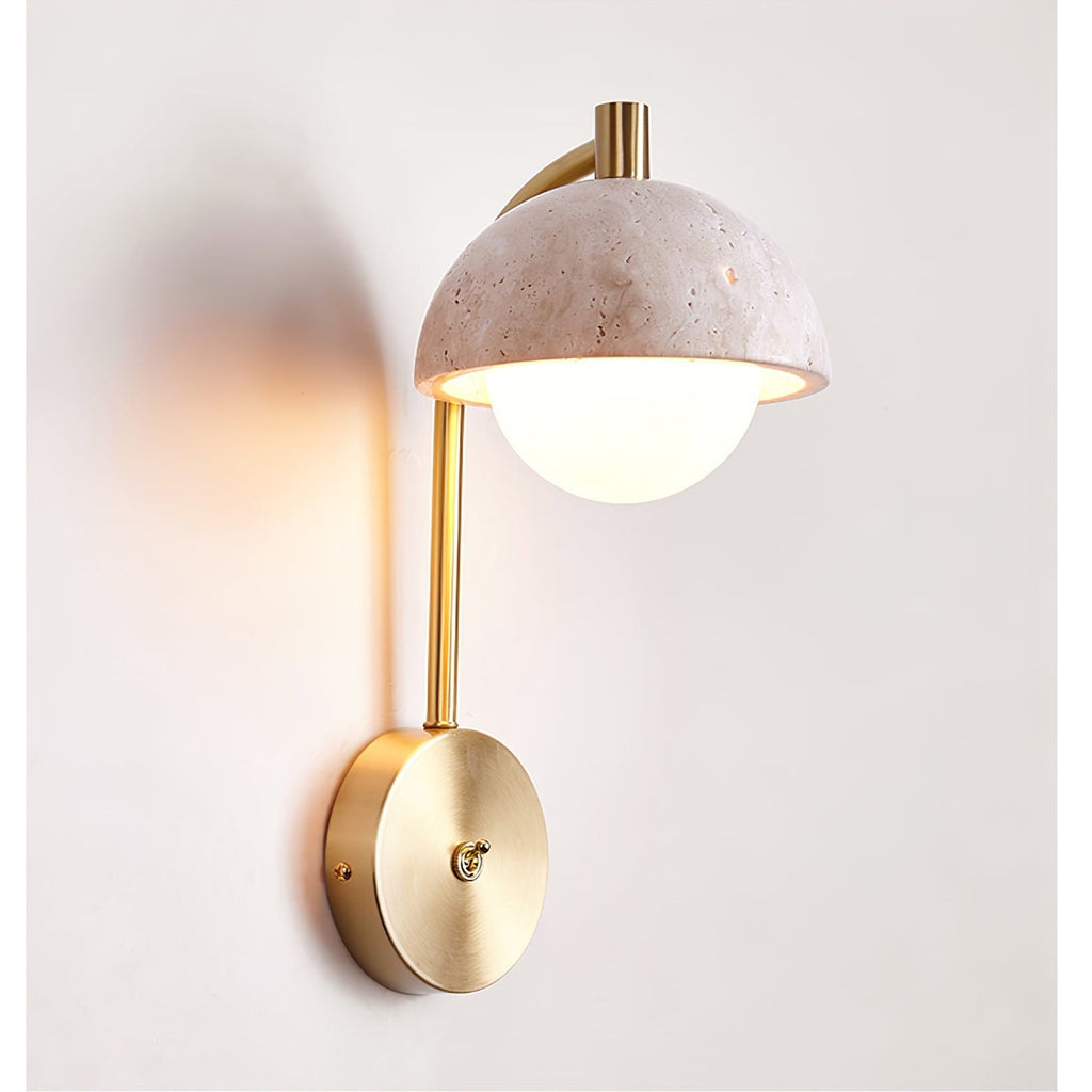 Vellum Travertine Wall Light, Hardwired Wall Sconce, detail 17