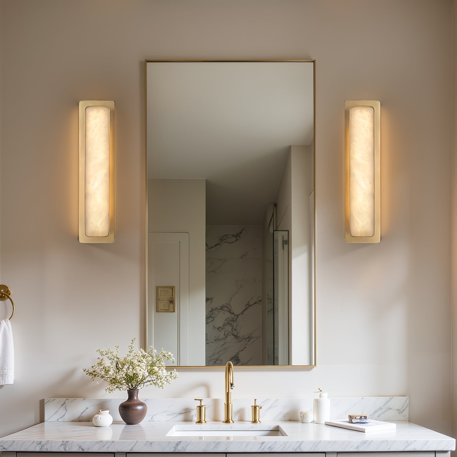 Velmora Alabaster Wall Light, Hardwired Wall Sconce, detail 2