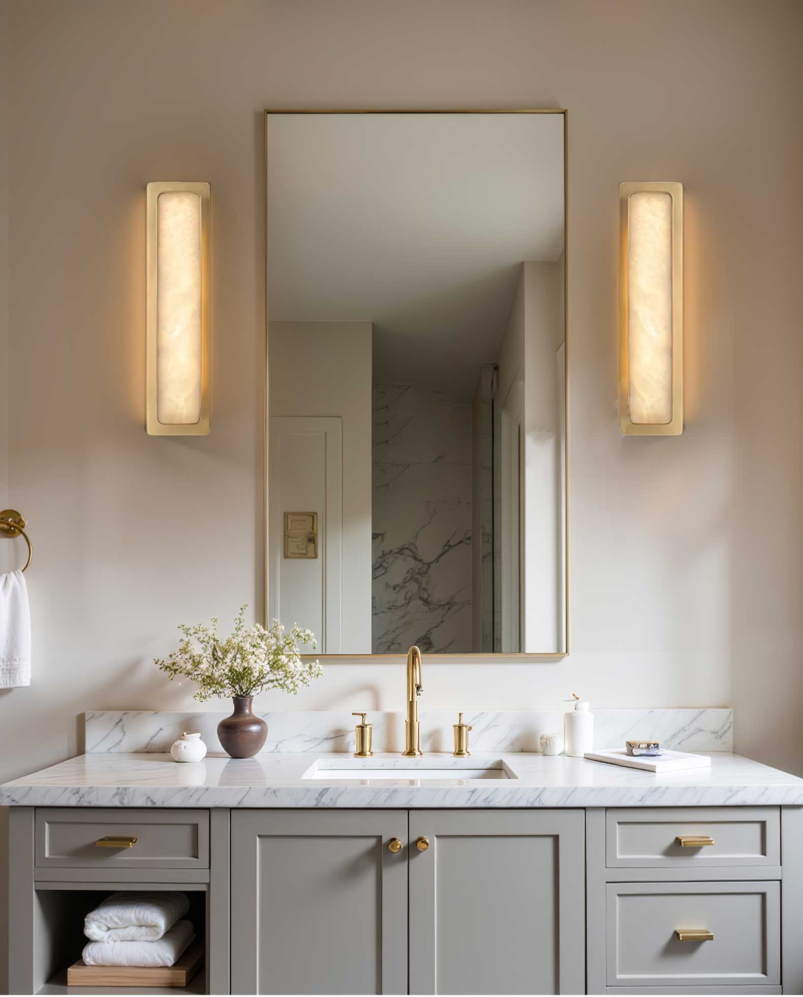 Velmora Alabaster Wall Light, Hardwired Wall Sconce, detail 8