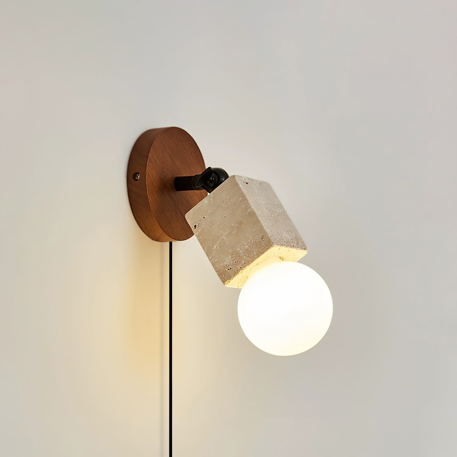 Versa Stone Adjustable Plug-In Wall Light, Plug-In Wall Sconce, detail 5