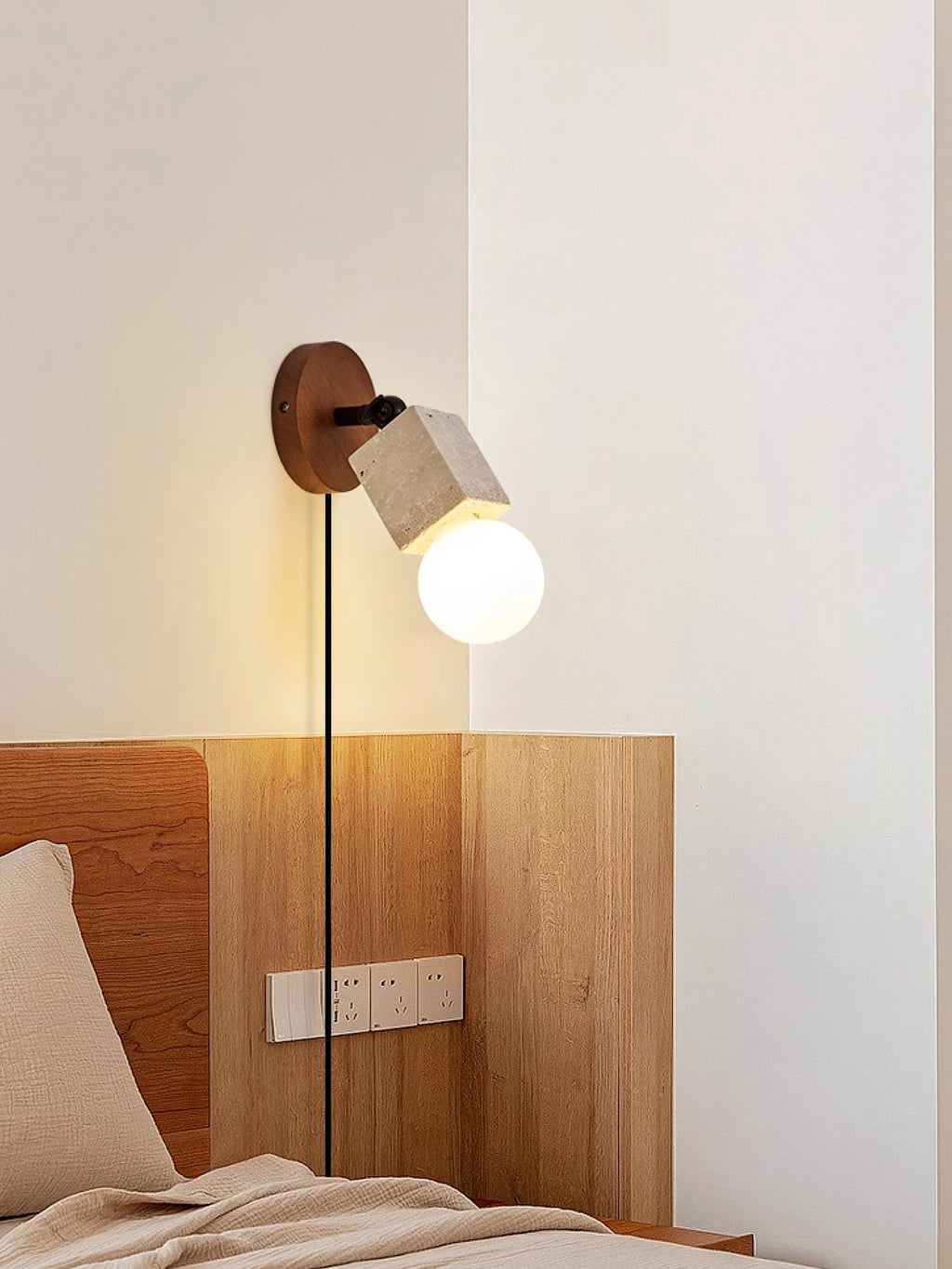 Versa Stone Adjustable Plug-In Wall Light, Plug-In Wall Sconce, detail 2
