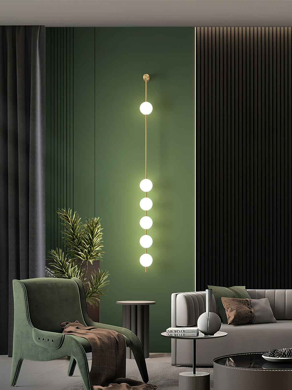 Vertical Balls Wall Light, Hardwired Wall Sconce, detail 10