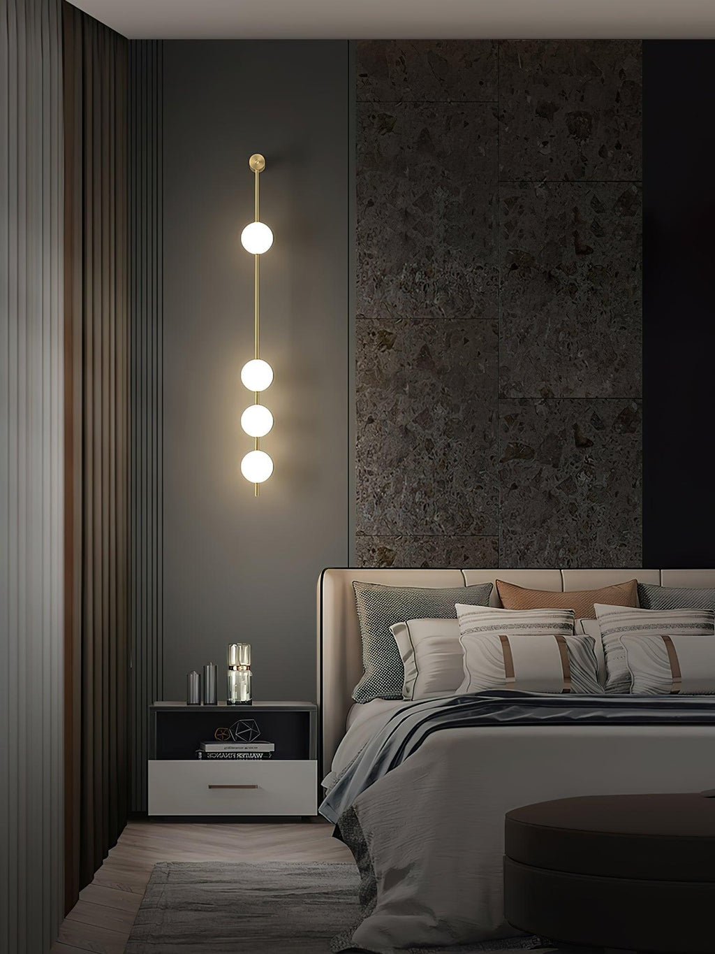 Vertical Balls Wall Light, Hardwired Wall Sconce, detail 7