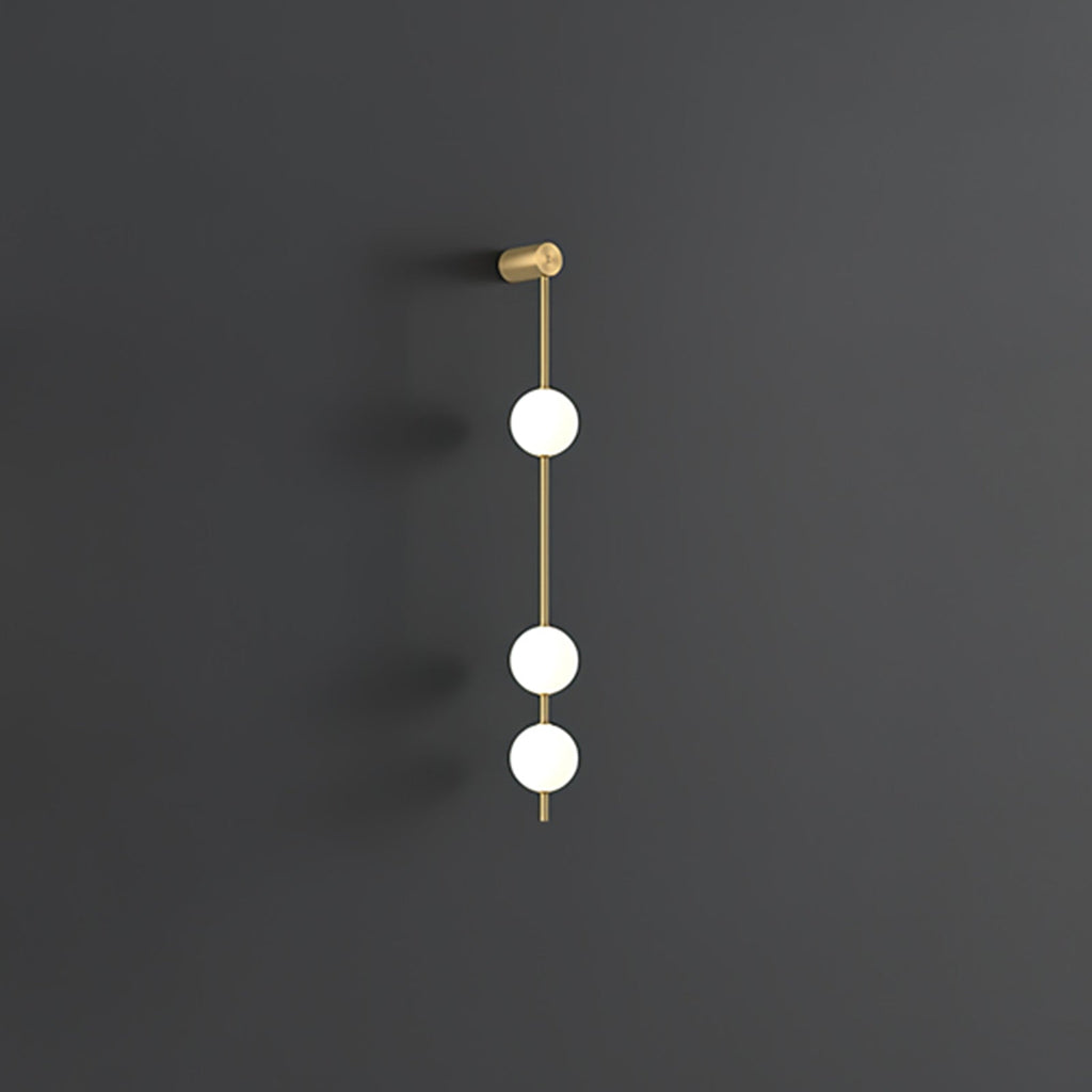 Vertical Balls Wall Light, Hardwired Wall Sconce, Brass, Ball size: Dia 12cm