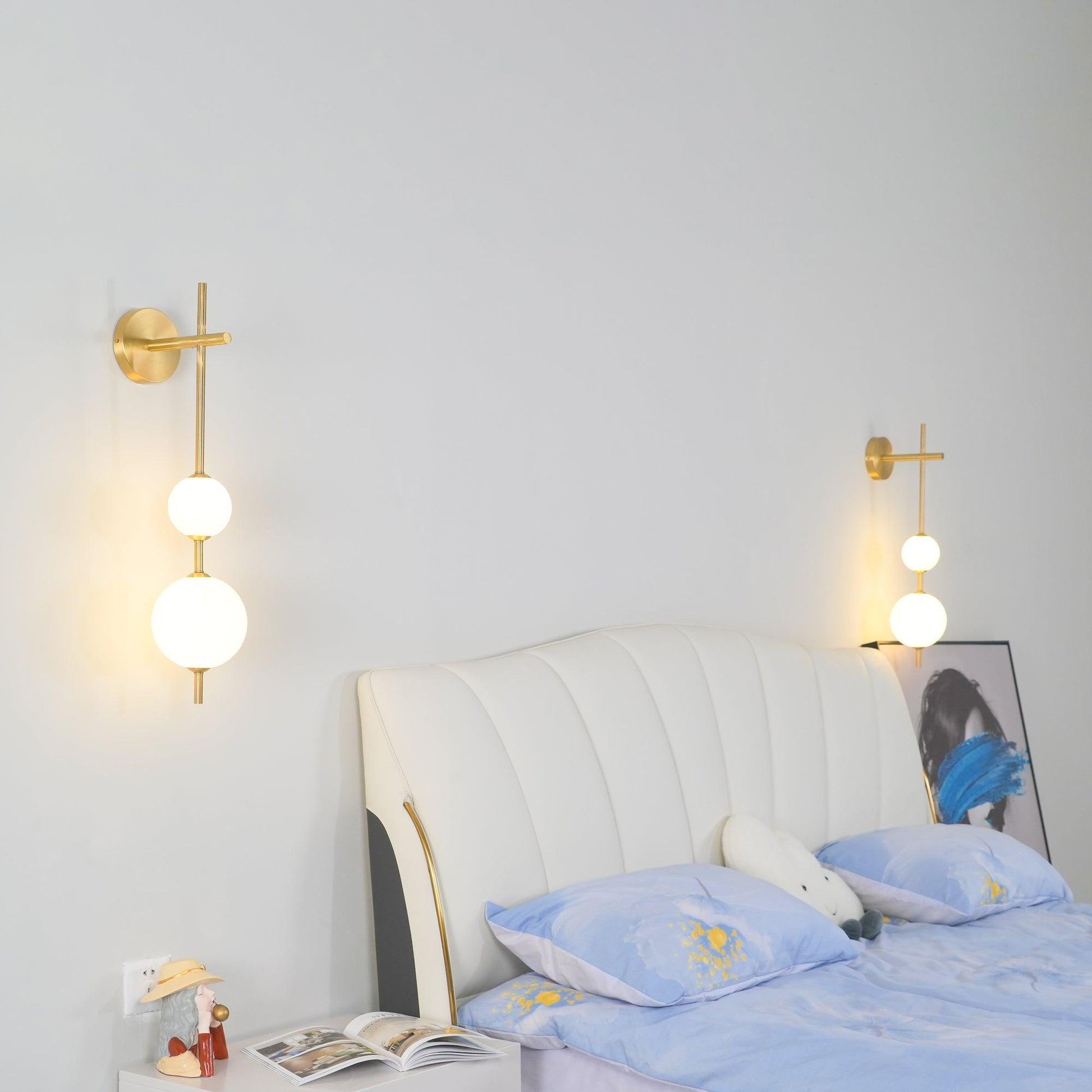 Vertical Globe Lamp bracket Wall Light - Small Balls Size: Dia 10cm Brass, Hardwired Wall Sconce, detail 9