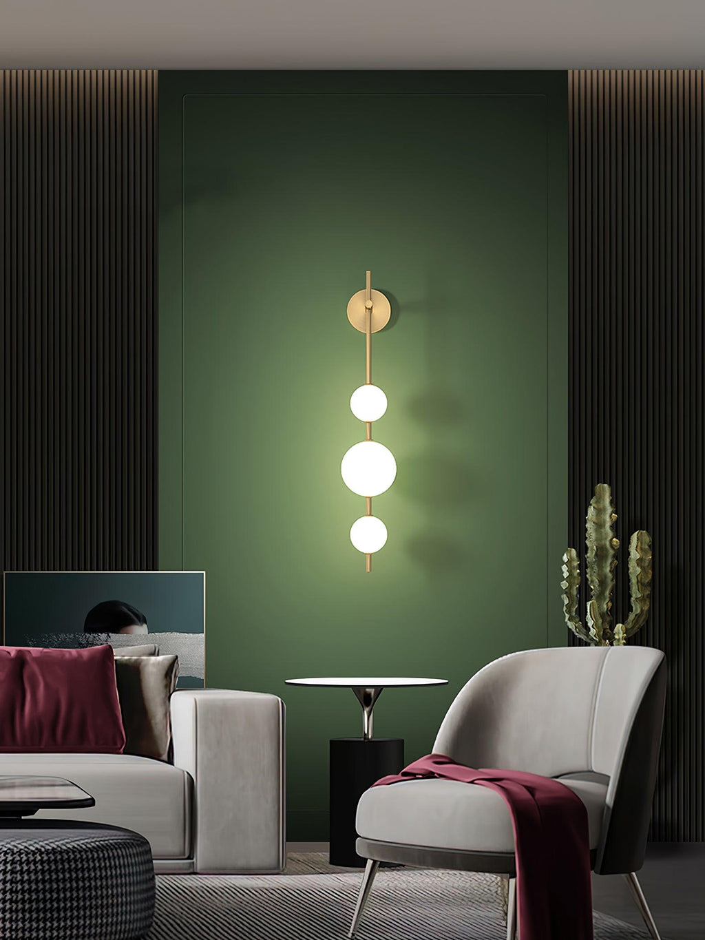 Vertical Globe Lamp bracket Wall Light - Φ 3.9″ x H 30.7″ Brass, Hardwired Wall Sconce, detail 9