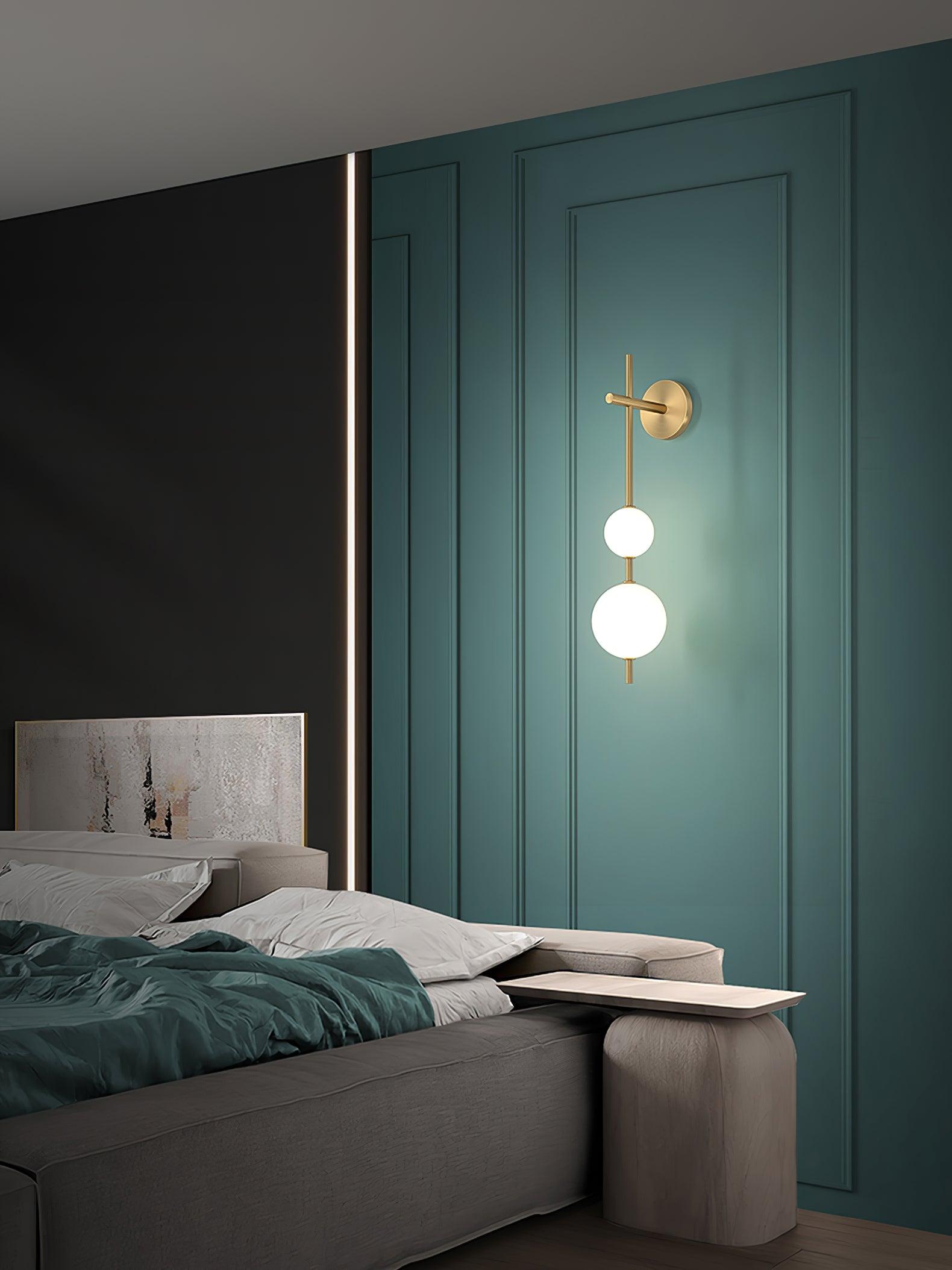 Vertical Globe Lamp bracket Wall Light - Small Balls Size: Dia 10cm Brass, Hardwired Wall Sconce, detail 5