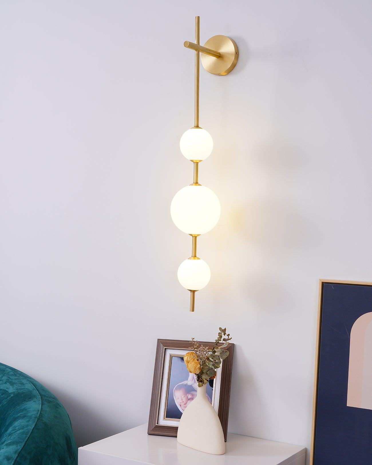 Vertical Globe Lamp bracket Wall Light - Φ 3.9″ x H 30.7″ Brass, Hardwired Wall Sconce, detail 10