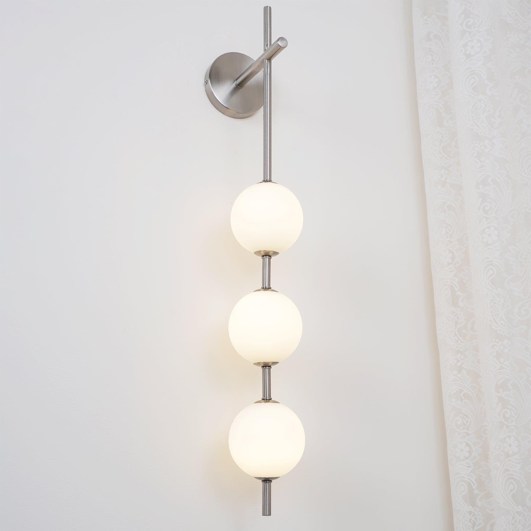 Vertical Globe Lamp bracket Wall Light - Small Balls Size: Dia 10cm Brass, Hardwired Wall Sconce, detail 34