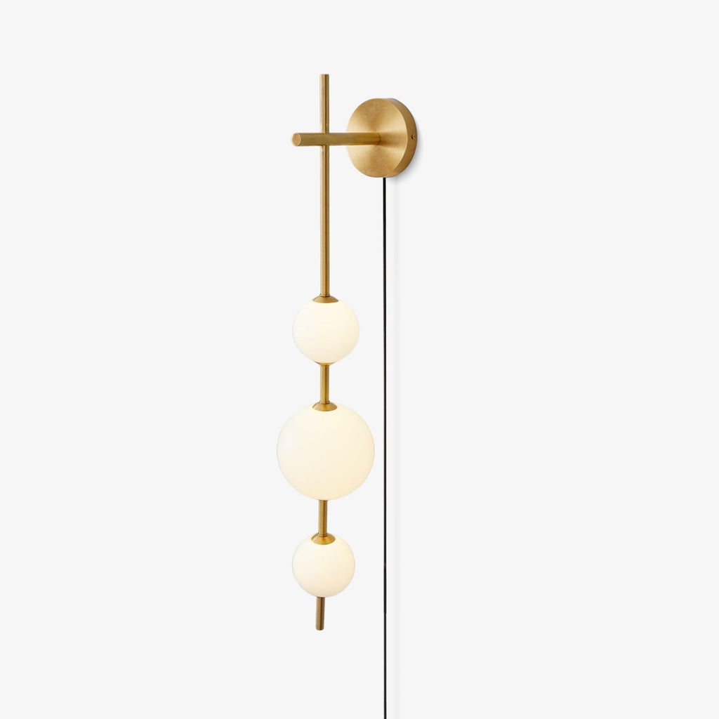 Vertical Globe Plug-In Wall Light, Plug-In Wall Sconce, Brass, ∅ 3.9″ x H 30.7″