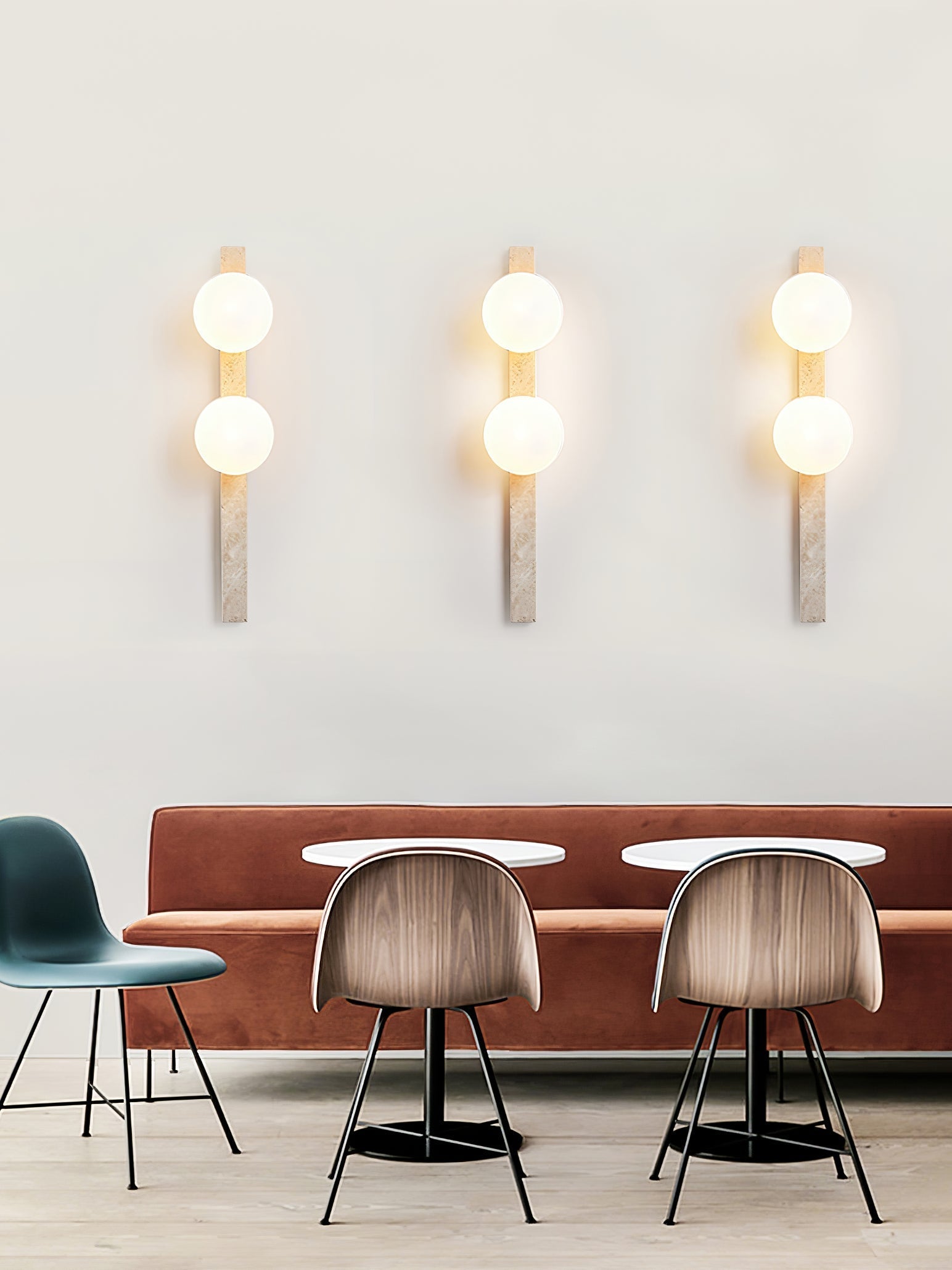 Vertical Travertine Wall Light, Hardwired Wall Sconce, detail 2